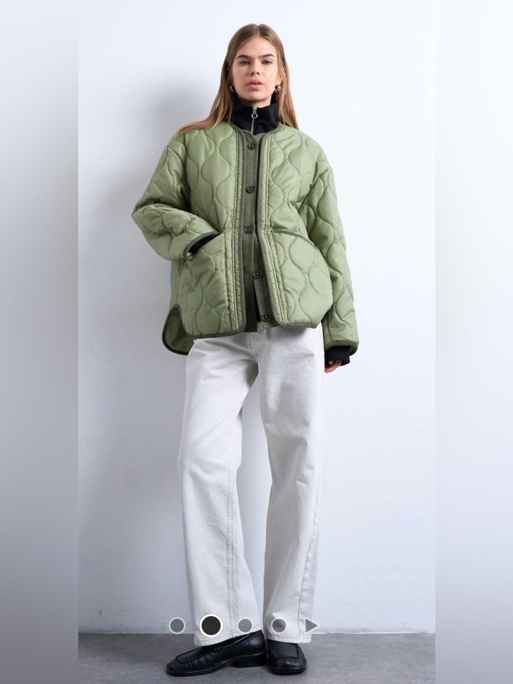 ASOS Topshop oversized placket two tone liner jacket in dark khaki green